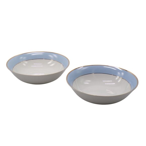 Royal Doulton Bruce Oldfield (Daily Mail) Blue & Gold Rim 2-Pasta Bowls 9.25" - Picture 1 of 8